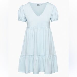 Arizia Sunday best womans cruise Light Blue V-Neck Babydoll mini Dress size S